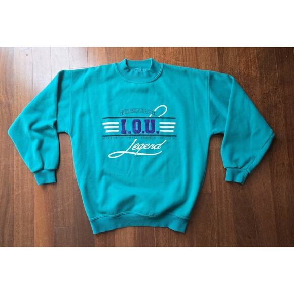 IOU International Exclusive Vintage Mock Neck Sweatshirt 1990 Unisex Medium - Picture 1 of 6